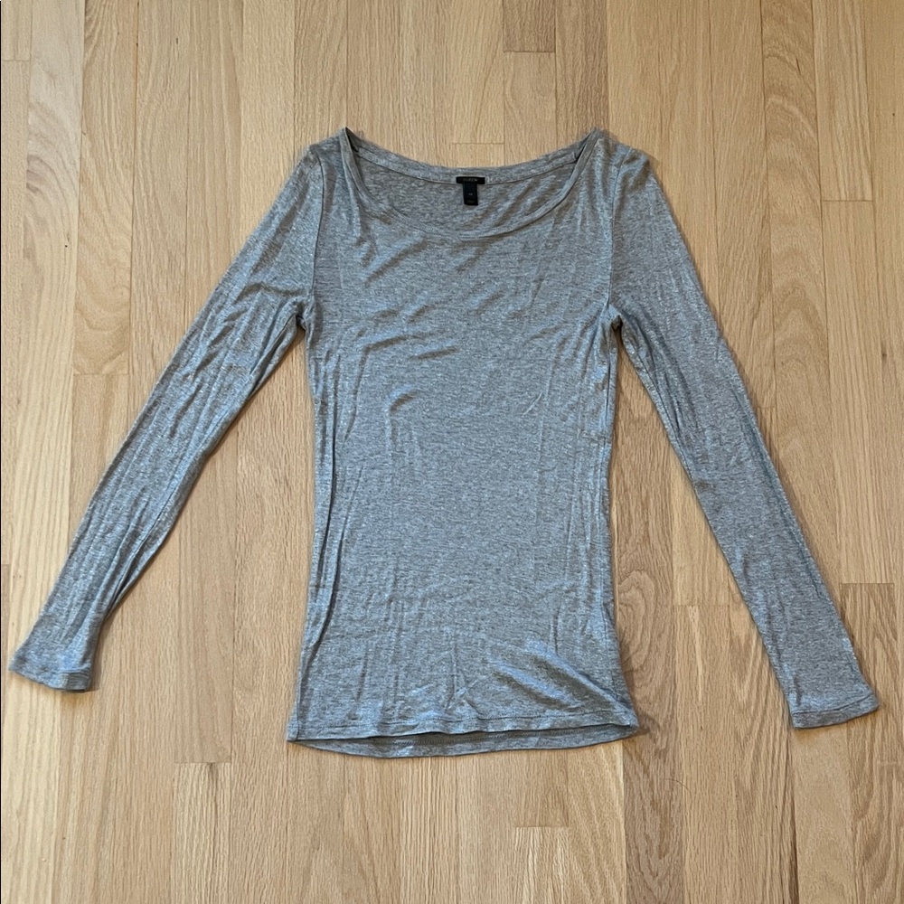 J. Crew Sparkly Heather Gray Long Sleeve Women's Tee - Size XS